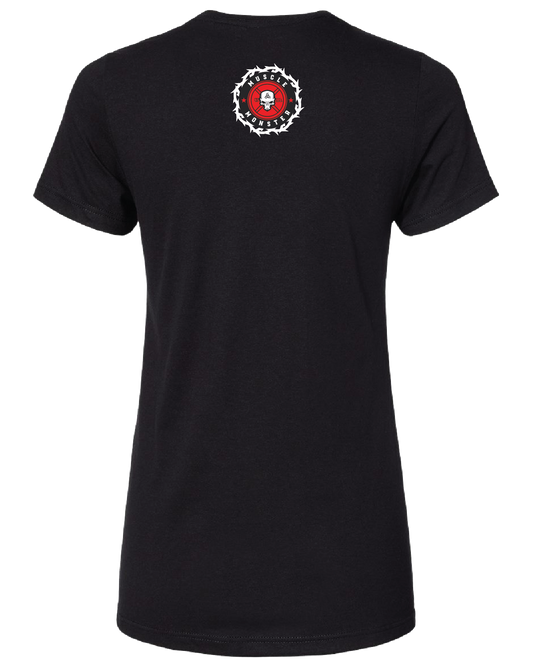 Womens T-Shirt - Red Cross Female Skull