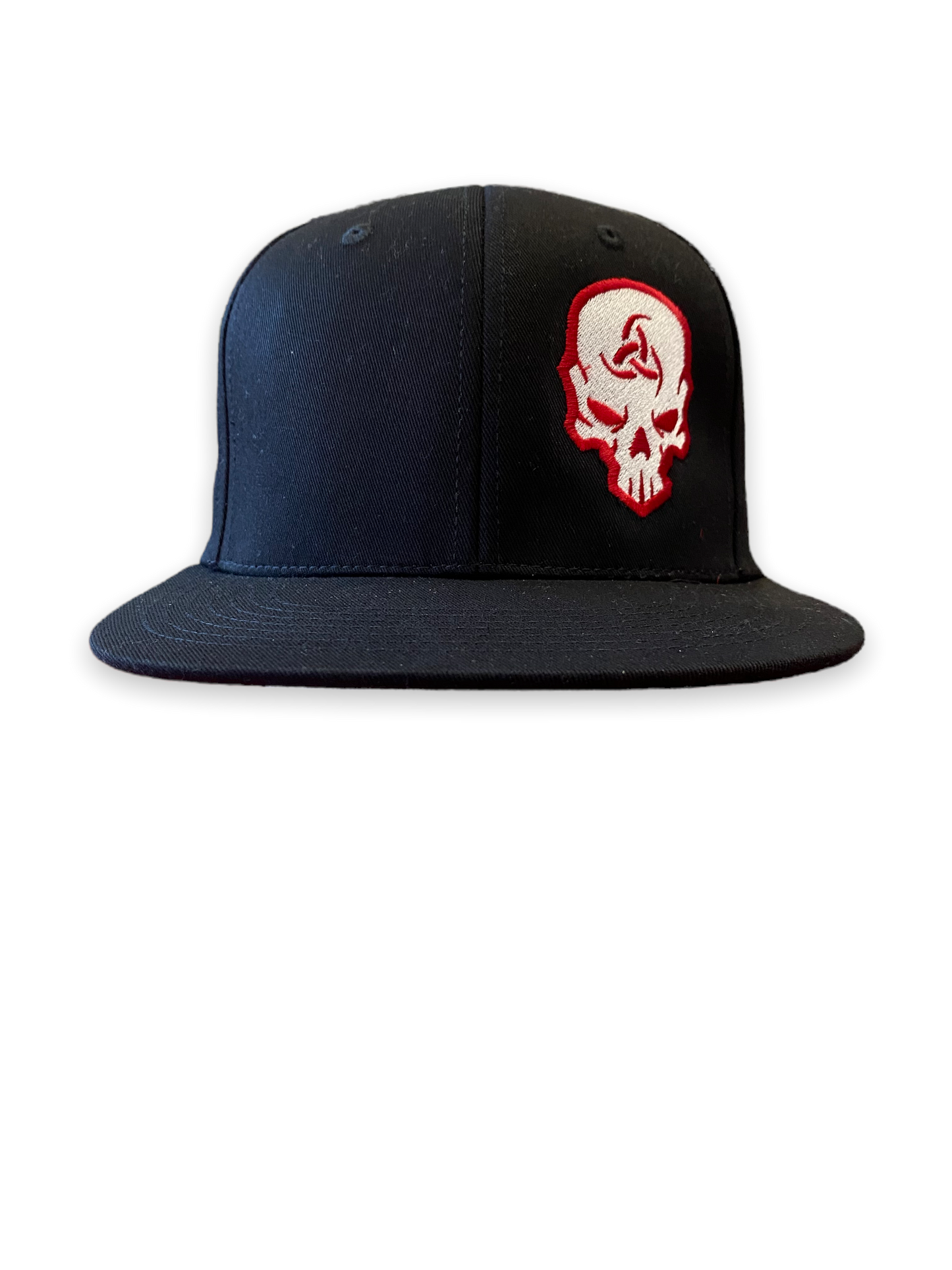 Baseball Cap Flat Bill Black (Skull left)