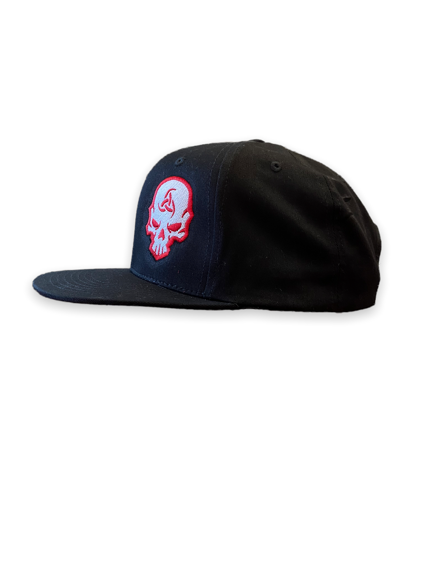 Baseball Cap Flat Bill Black (Skull left)