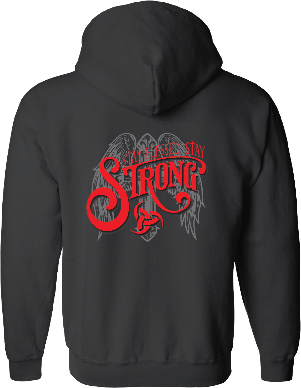 Womens Pullover Hoodie - Stay Blessed Strong Angel Wings